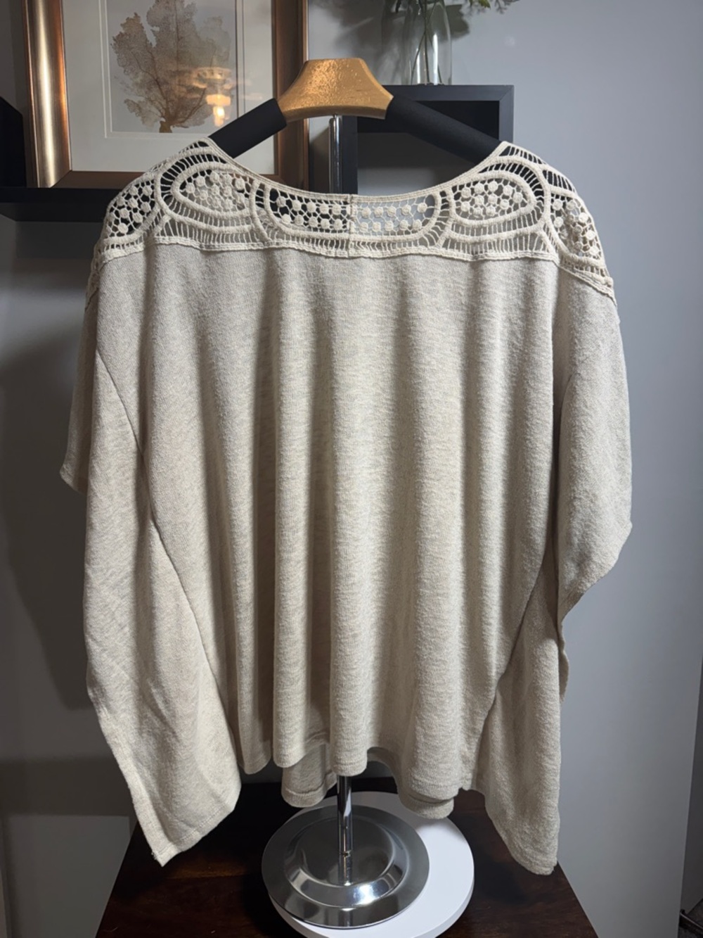New York & Company Open Knit Cream Sweater Top